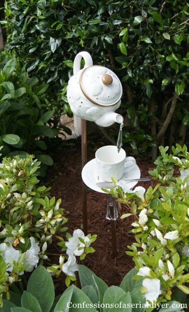 garden decor cute tea pot teapot projects fountain decoration diy teacup yard outdoor using via steal water cup cups old