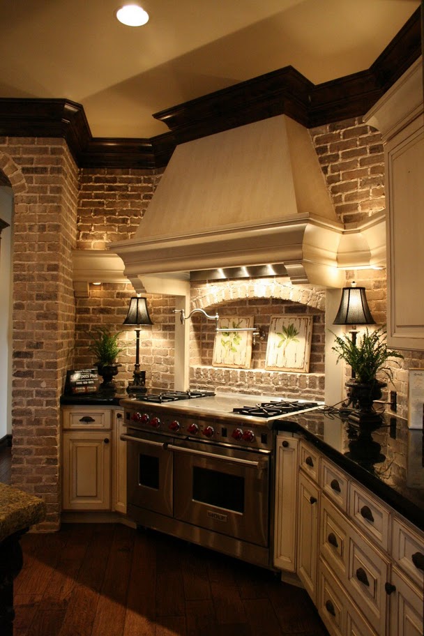 brick exposed kitchen modern interior designs homedecor via