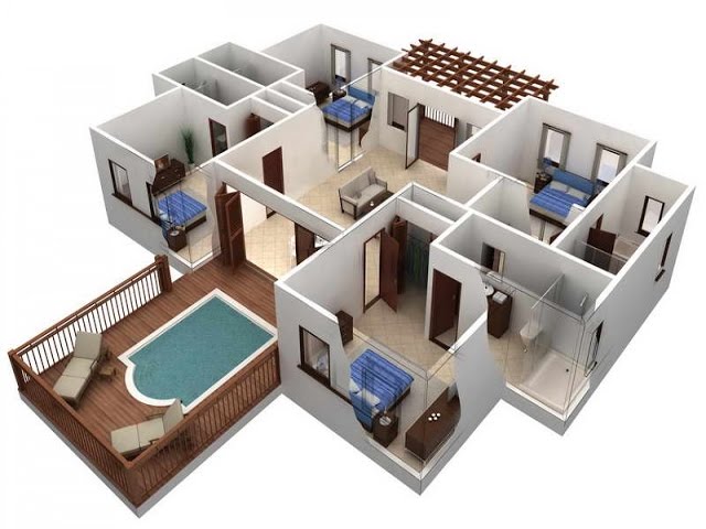 Modern Home 3D Floor Plans