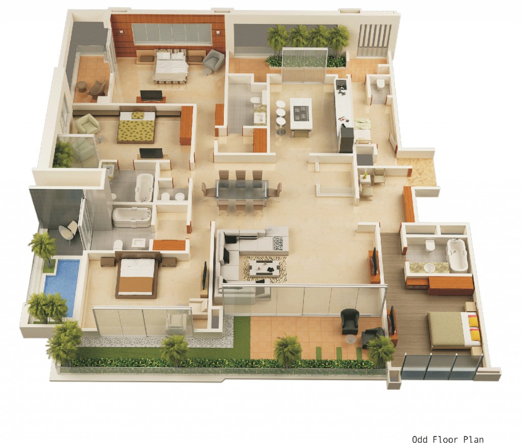 Modern home 3d floor plans for 3d house design