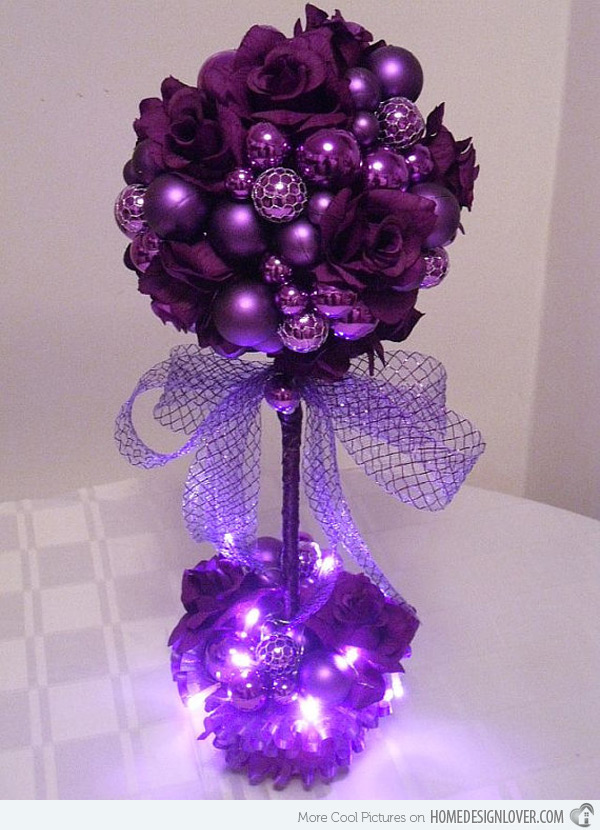 purple centerpiece christmas centerpieces topiary decor table passion winter decoration tree decorations holiday homedesignlover tables shower mesa gold tabletop trees